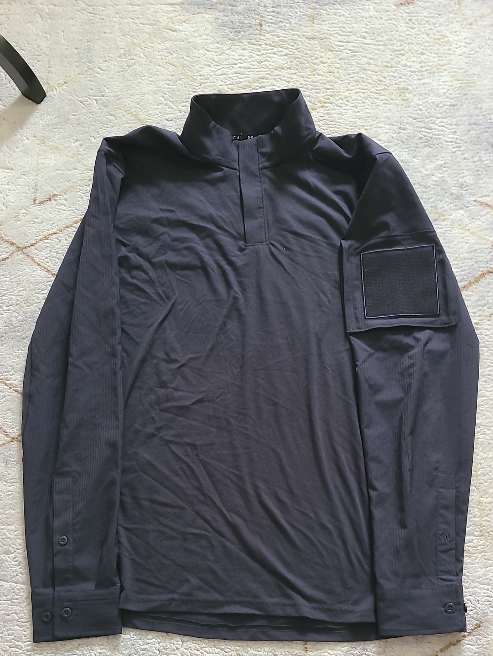Under Armour Tactical Combat Shirt Men L Black 1/4 Zip Ripstop 1351792